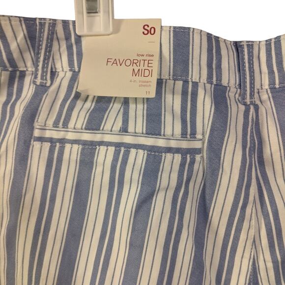 So Low Rise striped midi shorts 4in Inseam Stretch Size 11 - Picture 7 of 8